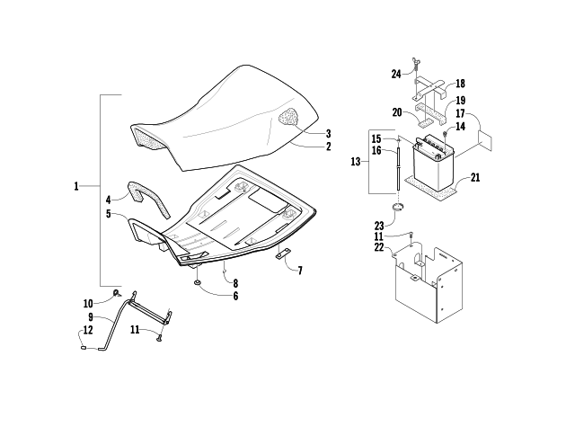 Parts Diagram for Arctic Cat 2003 500 TBX ATV SEAT AND BATTERY ASSEMBLIES