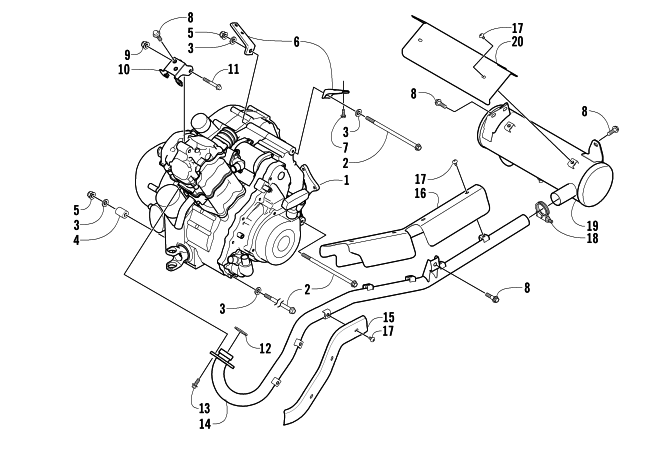 Parts Diagram for Arctic Cat 2003 500 TBX ATV ENGINE AND EXHAUST