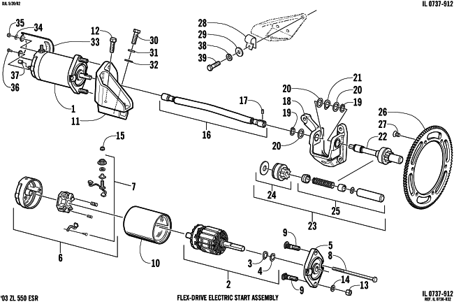 Parts Diagram for Arctic Cat 2003 PANTERA 550 SNOWMOBILE FLEX-DRIVE STARTER MOTOR ASSEMBLY