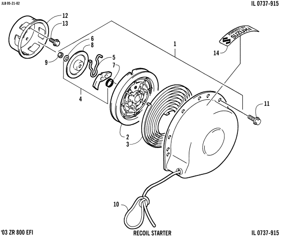 Parts Diagram for Arctic Cat 2003 ZR 900 SNO PRO () SNOWMOBILE RECOIL STARTER