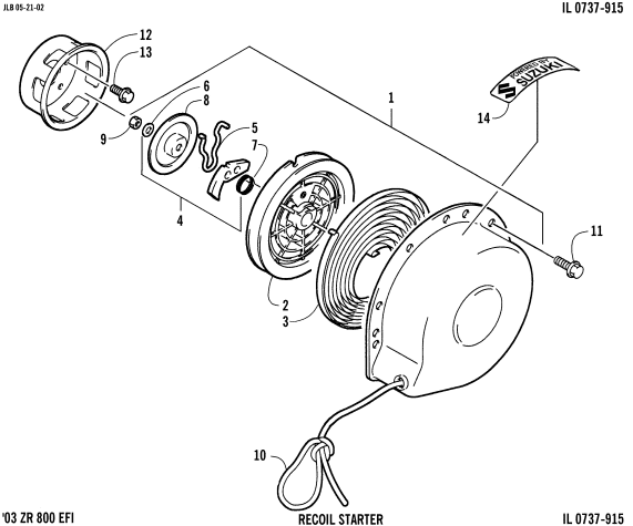 Parts Diagram for Arctic Cat 2003 ZR 800 EFI () SNOWMOBILE RECOIL STARTER