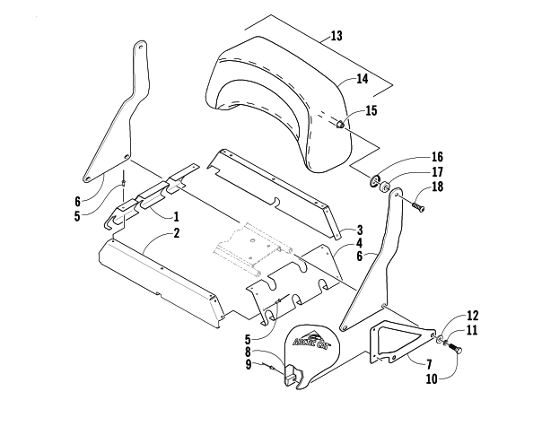 Parts Diagram for Arctic Cat 2003 BEARCAT WIDE TRACK SNOWMOBILE BACKREST ASSEMBLY