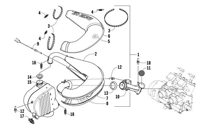 Parts Diagram for Arctic Cat 2003 FIRECAT 500 SNOWMOBILE EXHAUST ASSEMBLY
