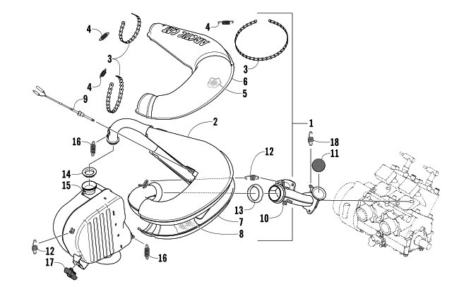 Parts Diagram for Arctic Cat 2003 FIRECAT 500 SNO PRO SNOWMOBILE EXHAUST ASSEMBLY