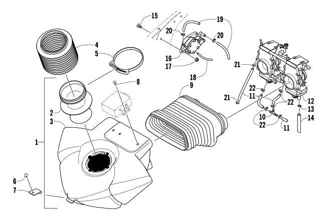 Parts Diagram for Arctic Cat 2003 FIRECAT 500 SNOWMOBILE AIR SILENCER ASSEMBLY