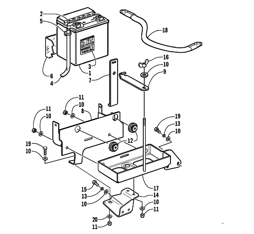 Parts Diagram for Arctic Cat 2003 BEARCAT WIDE TRACK SNOWMOBILE BATTERY ASSEMBLY