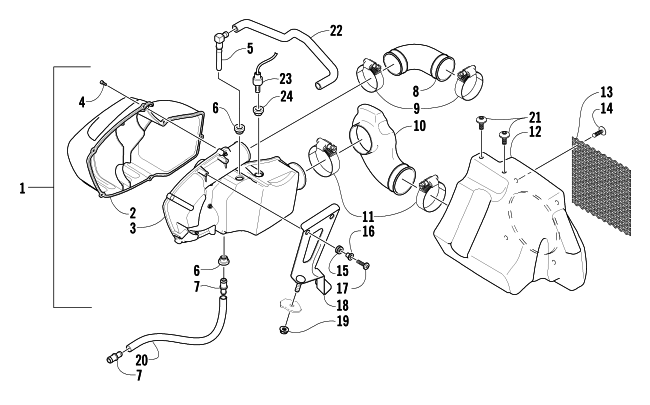 Parts Diagram for Arctic Cat 2005 BEARCAT WIDE TRACK SNOWMOBILE AIR SILENCER ASSEMBLY