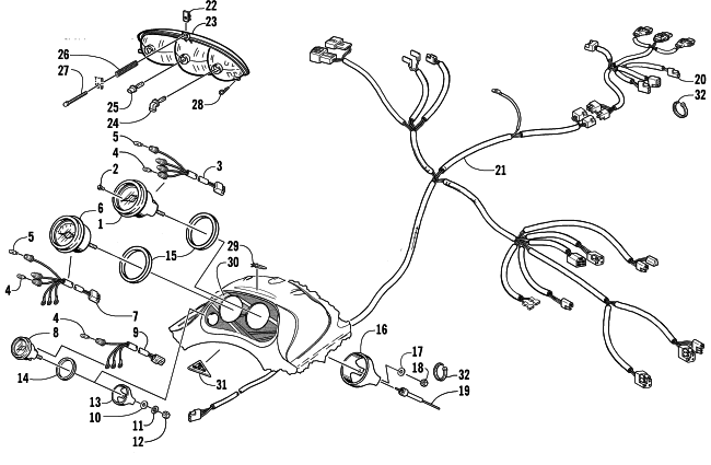 Parts Diagram for Arctic Cat 2003 4-STROKE TOURING SNOWMOBILE HEADLIGHT, INSTRUMENTS, AND WIRING ASSEMBLIES