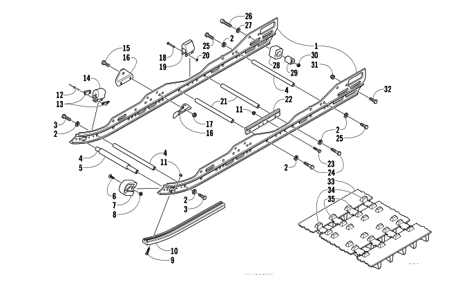 Parts Diagram for Arctic Cat 2003 FIRECAT 700 EFI SNO PRO SNOWMOBILE SLIDE RAIL AND TRACK ASSEMBLY