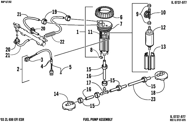 Parts Diagram for Arctic Cat 2003 ZL 600 EFI (ESR ) SNOWMOBILE FUEL PUMP ASSEMBLY