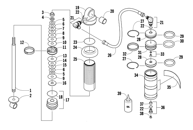 Parts Diagram for Arctic Cat 2003 FIRECAT 500 SNO PRO SNOWMOBILE REAR SUSPENSION FRONT ARM SHOCK ABSORBER