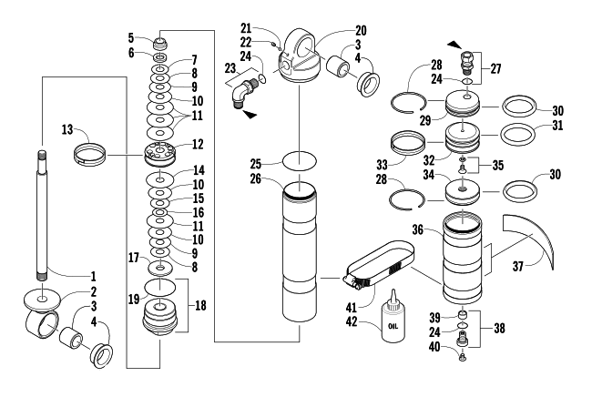 Parts Diagram for Arctic Cat 2003 FIRECAT 500 SNO PRO SNOWMOBILE REAR SUSPENSION REAR ARM SHOCK ABSORBER