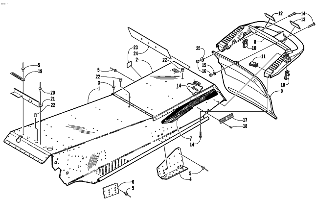 Parts Diagram for Arctic Cat 2003 4-STROKE TRAIL SNOWMOBILE TUNNEL AND REAR BUMPER