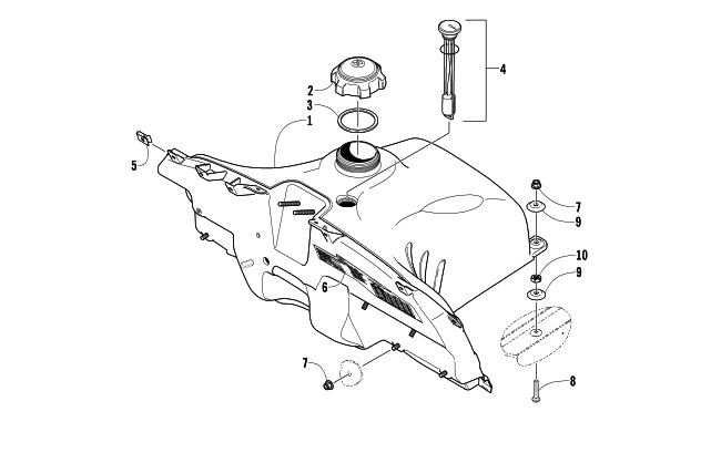 Parts Diagram for Arctic Cat 2004 FIRECAT 600 EFI SNO PRO 1 SNOWMOBILE GAS TANK ASSEMBLY