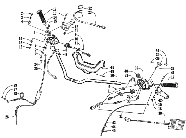 Parts Diagram for Arctic Cat 2004 PANTHER 370 SNOWMOBILE HANDLEBAR AND CONTROLS
