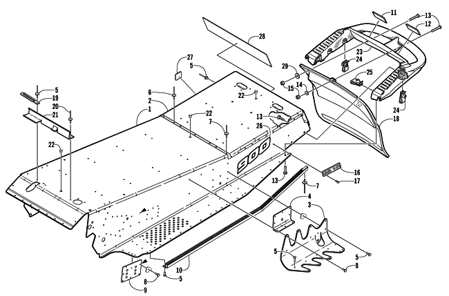 Parts Diagram for Arctic Cat 2003 ZR 900 () SNOWMOBILE TUNNEL AND REAR BUMPER