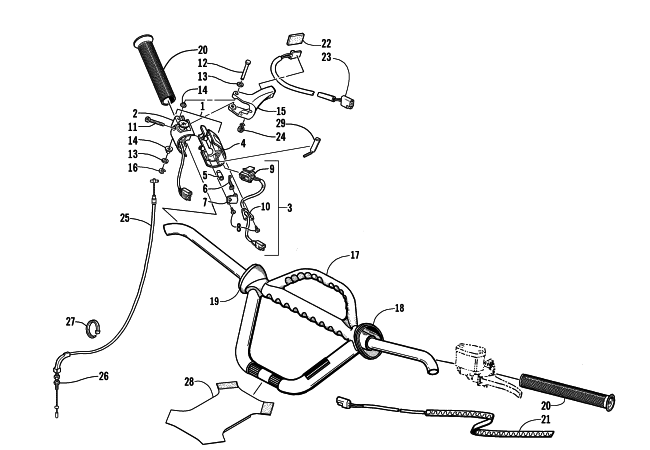 Parts Diagram for Arctic Cat 2003 MOUNTAIN CAT 600 EFI () SNOWMOBILE HANDLEBAR AND CONTROLS