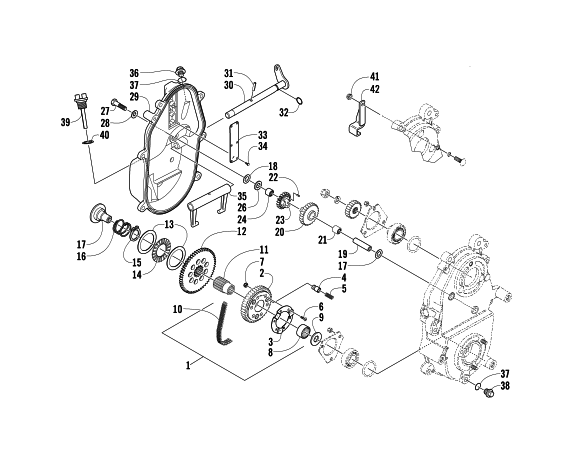 Parts Diagram for Arctic Cat 2003 MOUNTAIN CAT 600 EFI ( 144) SNOWMOBILE DRIVE/REVERSE DROPCASE ASSEMBLY (Optional)