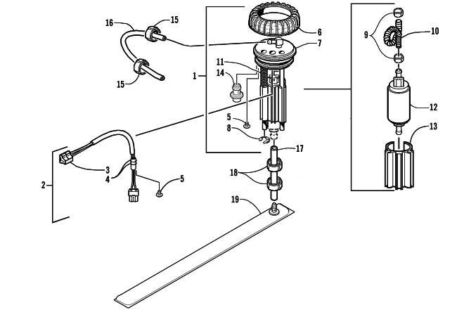 Parts Diagram for Arctic Cat 2003 4-STROKE TRAIL SNOWMOBILE FUEL PUMP ASSEMBLY