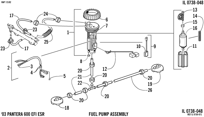 Parts Diagram for Arctic Cat 2003 PANTERA 600 EFI ESR SNOWMOBILE FUEL PUMP ASSEMBLY