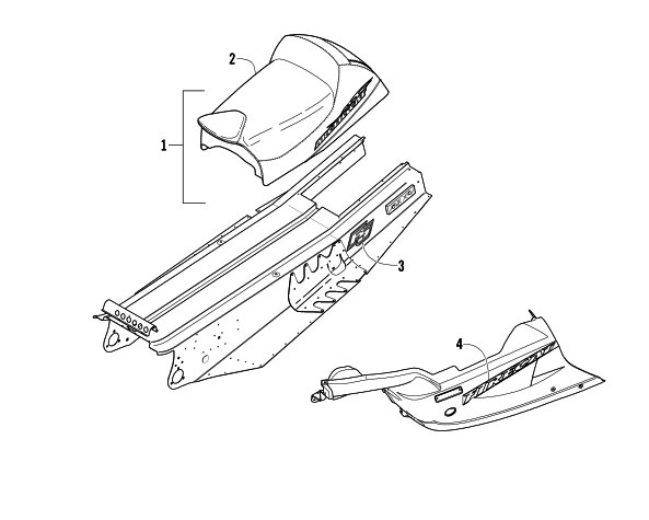 Parts Diagram for Arctic Cat 2003 FIRECAT 500 SNO PRO SNOWMOBILE BELLY PAN, TUNNEL, AND SEAT ASSEMBLIES (Sabercat)