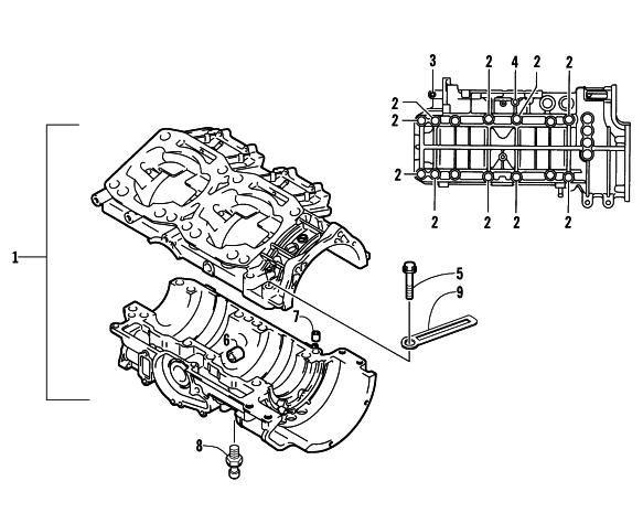Parts Diagram for Arctic Cat 2003 FIRECAT 500 SNO PRO SNOWMOBILE CRANKCASE ASSEMBLY