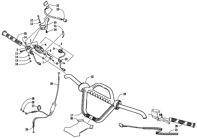 Parts Diagram for Arctic Cat 2004 KING CAT 900 SNOWMOBILE HANDLEBAR AND CONTROLS