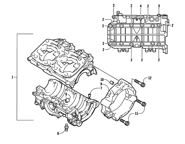 Parts Diagram for Arctic Cat 2003 FIRECAT 700 EFI SNOWMOBILE CRANKCASE ASSEMBLY