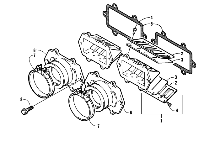 Parts Diagram for Arctic Cat 2004 FIRECAT 600 EFI EARLY BUILD SNOWMOBILE REED VALVE ASSEMBLY