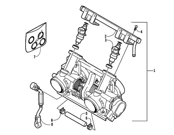 Parts Diagram for Arctic Cat 2003 FIRECAT 700 EFI SNO PRO SNOWMOBILE THROTTLE BODY ASSEMBLY