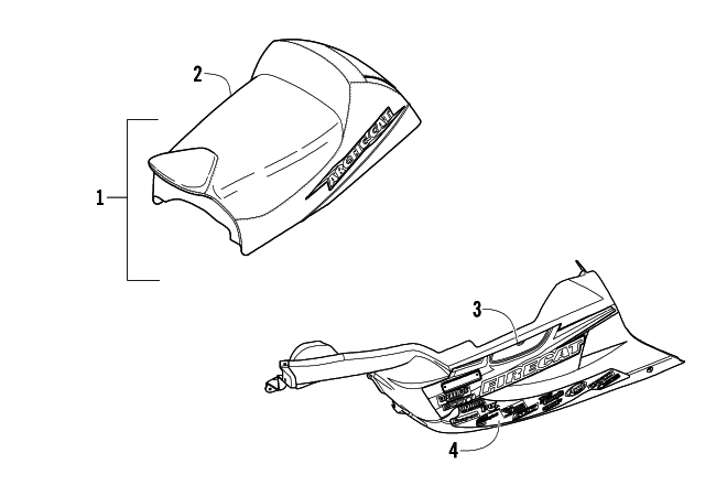 Parts Diagram for Arctic Cat 2003 FIRECAT 500 SNO PRO SNOWMOBILE BELLY PAN AND SEAT ASSEMBLIES