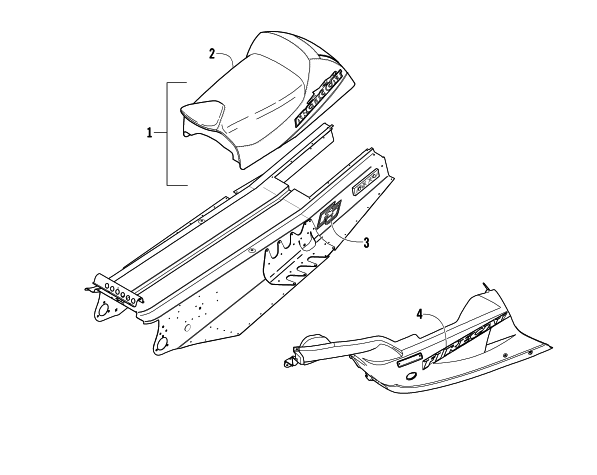 Parts Diagram for Arctic Cat 2003 FIRECAT 700 EFI SNO PRO SNOWMOBILE BELLY PAN, TUNNEL, AND SEAT ASSEMBLIES (Patriot)