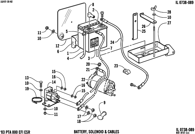 Parts Diagram for Arctic Cat 2003 PANTERA 800 EFI ESR () SNOWMOBILE BATTERY, SOLENOID, AND CABLES