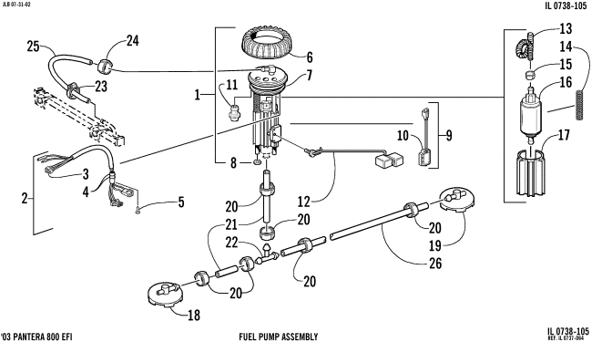 Parts Diagram for Arctic Cat 2003 PANTERA 800 EFI ESR SNOWMOBILE FUEL PUMP ASSEMBLY