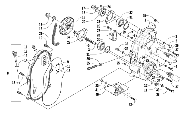 Parts Diagram for Arctic Cat 2003 Z 440 SNO PRO SNOWMOBILE DRIVE/DROPCASE ASSEMBLY