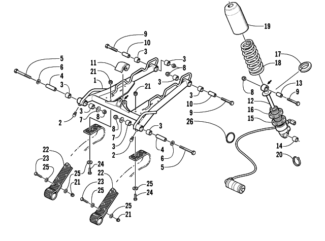 Parts Diagram for Arctic Cat 2003 Z 440 SNO PRO SNOWMOBILE REAR SUSPENSION FRONT ARM ASSEMBLY