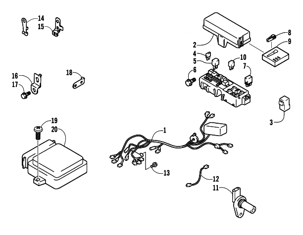 Parts Diagram for Arctic Cat 2003 BEARCAT WIDE TRACK SNOWMOBILE ELECTRICAL