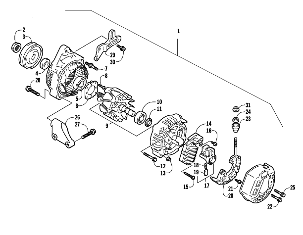 Parts Diagram for Arctic Cat 2003 4-STROKE TRAIL SNOWMOBILE ALTERNATOR ASSEMBLY