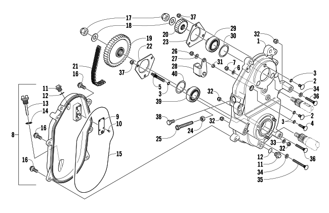 Parts Diagram for Arctic Cat 2003 440 SNO PRO L/C SNOWMOBILE DRIVE/DROPCASE ASSEMBLY