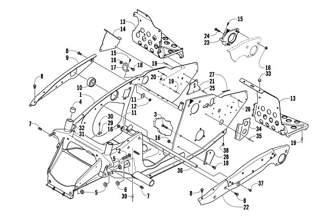 Parts Diagram for Arctic Cat 2003 440 SNO PRO L/C SNOWMOBILE FRONT FRAME AND FOOTREST ASSEMBLY