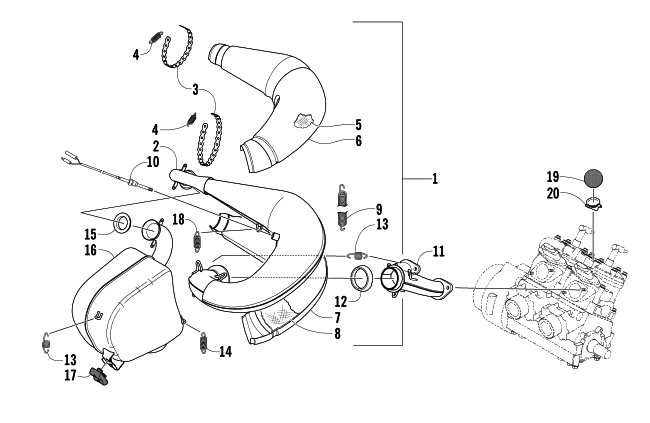 Parts Diagram for Arctic Cat 2003 440 SNO PRO L/C SNOWMOBILE EXHAUST ASSEMBLY