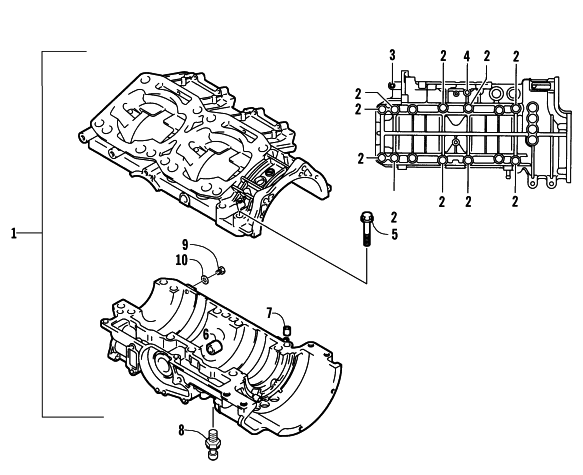 Parts Diagram for Arctic Cat 2006 AC 440 SNO PRO SNOWMOBILE CRANKCASE ASSEMBLY