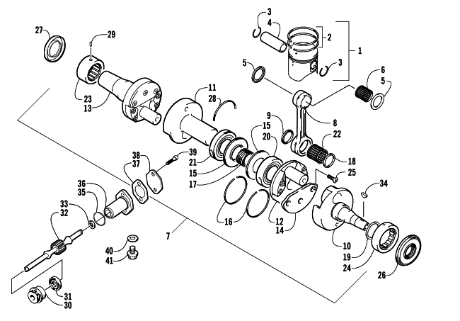 Parts Diagram for Arctic Cat 2004 ARCTIC CAT 440 SNO PRO SNOWMOBILE PISTON AND CRANKSHAFT ASSEMBLY