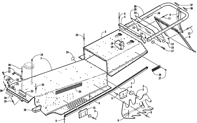 Parts Diagram for Arctic Cat 2003 Z 440 SNO PRO SNOWMOBILE TUNNEL AND REAR BUMPER