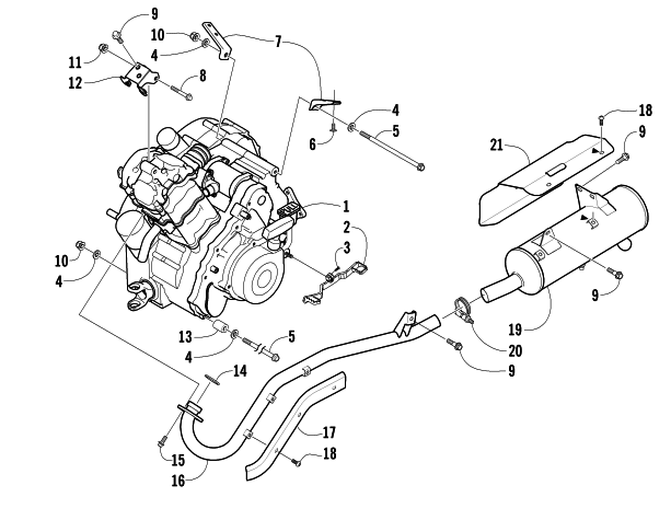 Parts Diagram for Arctic Cat 2003 500 FIS MANUAL TRANSMISSION () ATV ENGINE AND EXHAUST