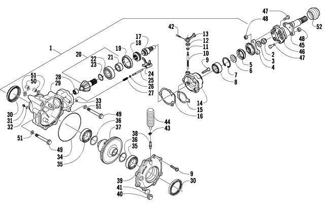 Parts Diagram for Arctic Cat 2003 500 FIS MANUAL TRANSMISSION ( - MRP) ATV FRONT DRIVE GEARCASE ASSEMBLY