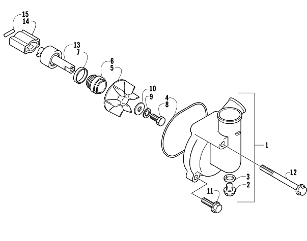 Parts Diagram for Arctic Cat 2009 500 4X4 MANUAL ATV WATER PUMP ASSEMBLY