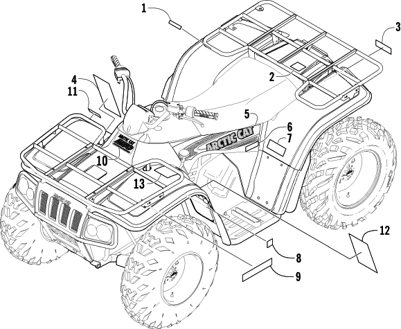 Parts Diagram for Arctic Cat 2004 250 4X4 ATV DECALS