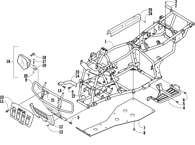 Parts Diagram for Arctic Cat 2005 250 2X4 ATV FRAME AND RELATED PARTS