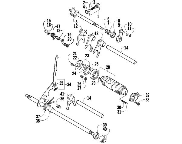 Parts Diagram for Arctic Cat 2003 500 FIS MANUAL TRANSMISSION ( - MRP) ATV GEAR SHIFTING ASSEMBLY